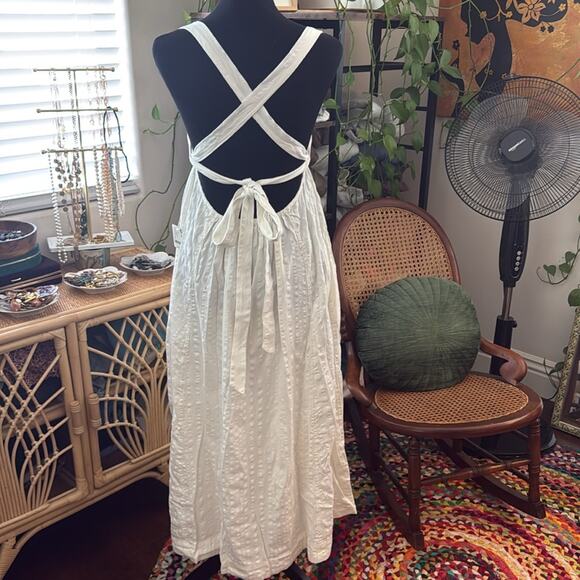 NWT Free People Free-est Coconut Milk Poppy Boho Hippie Open Back Midi Dress - Picture 2 of 6